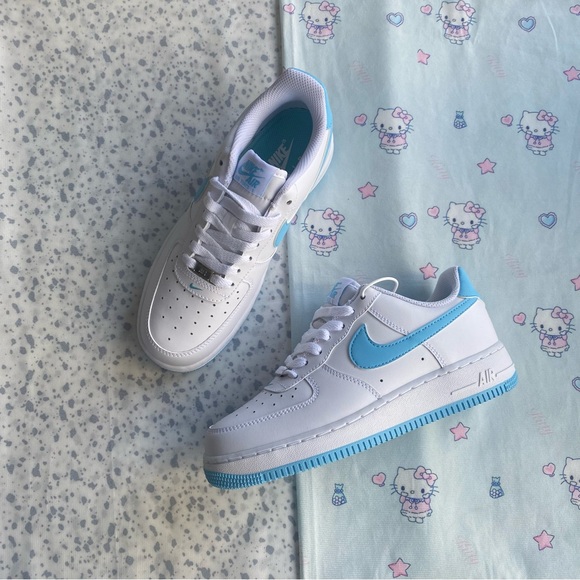 Nike Other - Nike Air Force 1 Low White with Light Blue Swoosh